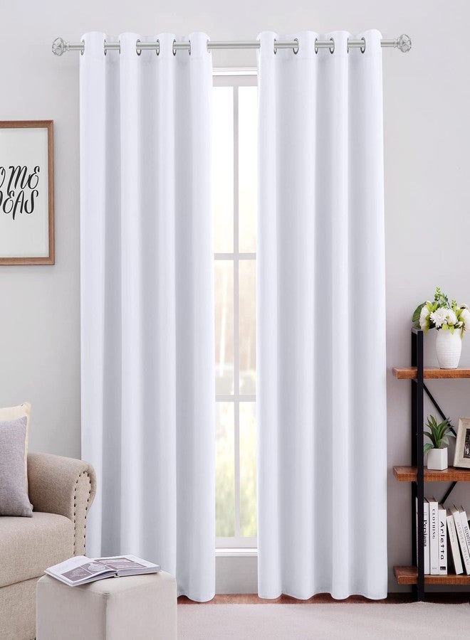 HOMEIDEAS Pure White Curtains for Bedroom 52 X 84 Inch Long 2 Panels Set Curtains/Drapes, Grommet Window Curtains for Living Room - Image 1